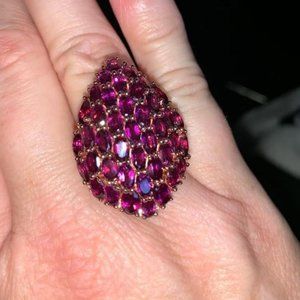 Large Real Raspberry Rhodolite Garnet Ring